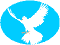 Weisse Taube vor hellblauem Hintergrund als Symbol für den Heiligen Geist